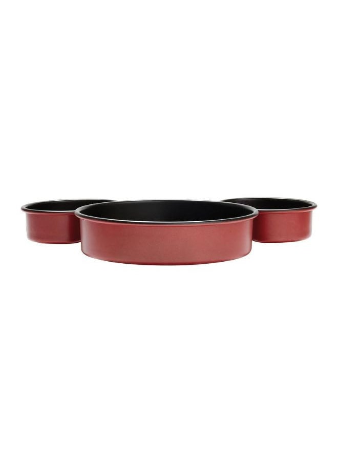 Prestige Prestige New Disney Bake with Mickey Mouse 3 Piece Mickey Head Cake Tins for Baking - Non Stick Cake Tin, Carbon Steel Bakeware, Red & Black  - Image 2