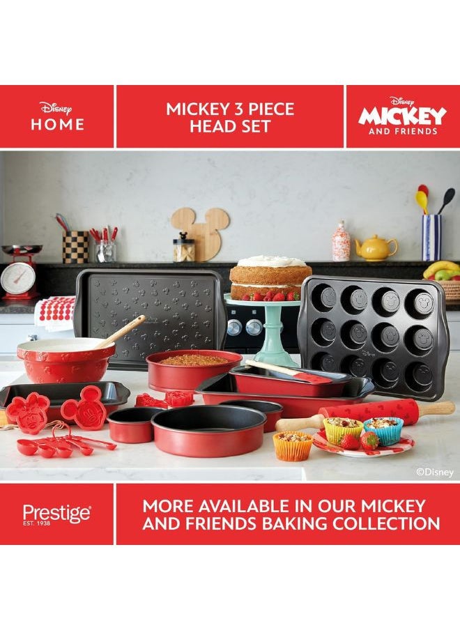 Prestige Prestige New Disney Bake with Mickey Mouse 3 Piece Mickey Head Cake Tins for Baking - Non Stick Cake Tin, Carbon Steel Bakeware, Red & Black  - Image 4