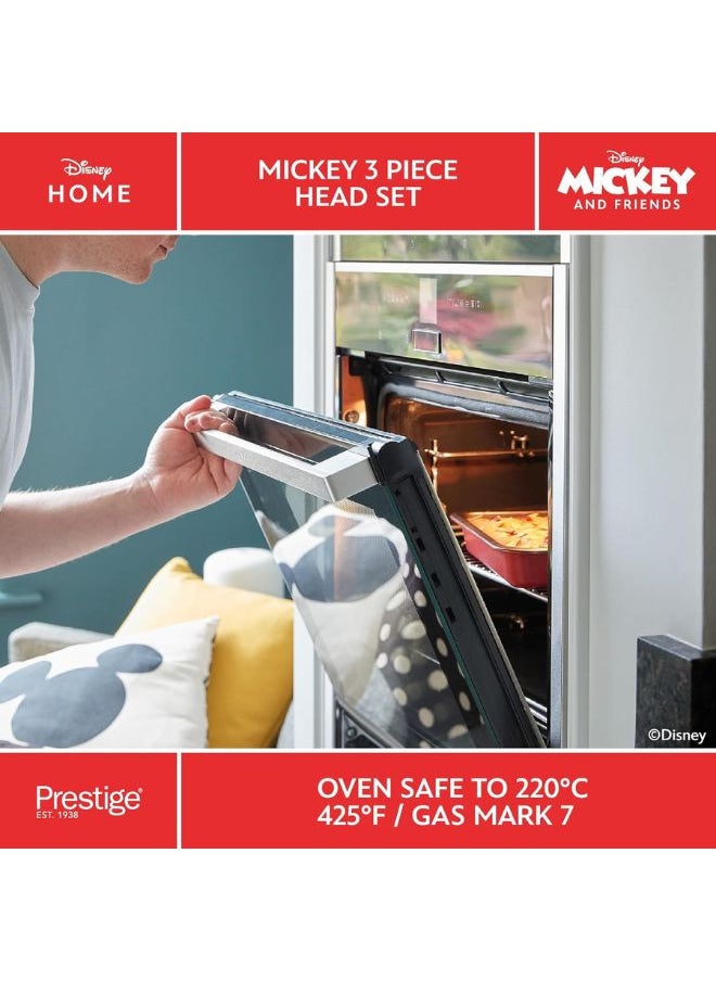 Prestige Prestige New Disney Bake with Mickey Mouse 3 Piece Mickey Head Cake Tins for Baking - Non Stick Cake Tin, Carbon Steel Bakeware, Red & Black  - Image 5