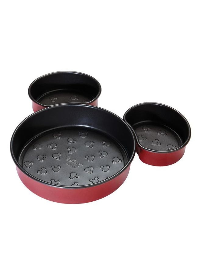 Prestige Prestige New Disney Bake with Mickey Mouse 3 Piece Mickey Head Cake Tins for Baking - Non Stick Cake Tin, Carbon Steel Bakeware, Red & Black  - Image 3
