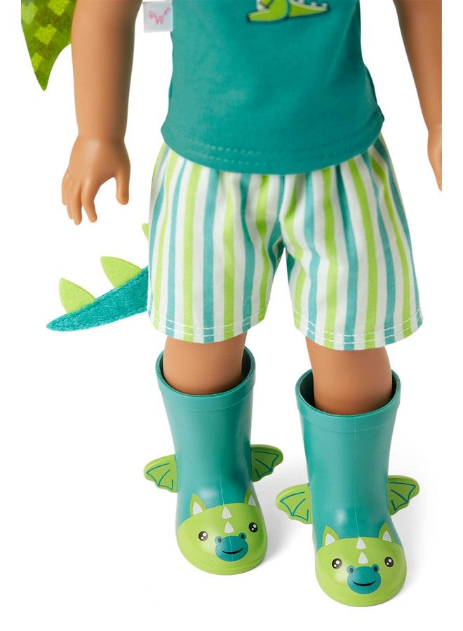American Girl Welliewishers Bryant 14.5Inch Doll With Green Eyes, Medium Skin, Freckles, Brown Hair, A Shortsleeved Tshirt, Blueandgreen Striped Shorts, Glittery Dragon Wings, Ages 4+  - Image 5