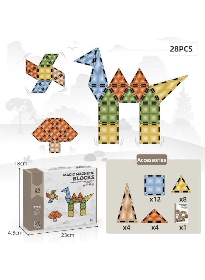 Magnetic Building Blocks Colorful Window Magnetic Piece Puzzle 4d Diamond Surface Assembling Building Blocks Early Education Boys And Girls Baby Magnet-Color:Diamond Surface Magnetic Sheet Building Blocks 55PCS-18 Box Starting Batch-Specifications:Free Size  - Image 3