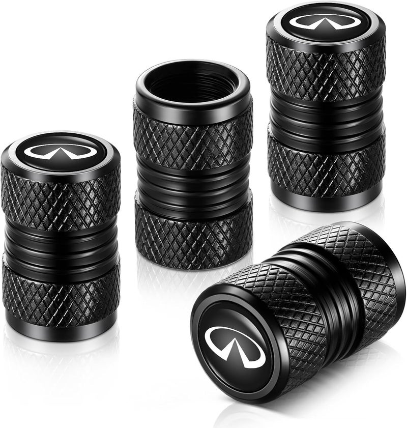 YHEESHIGN Tire Valve Stem Caps, Compatible with Infiniti Series Stem Cap Universal Car Air Cover Car Accessories for Cars, SUV, Truck, Motorcycles 4pcs （Black） - Image 1