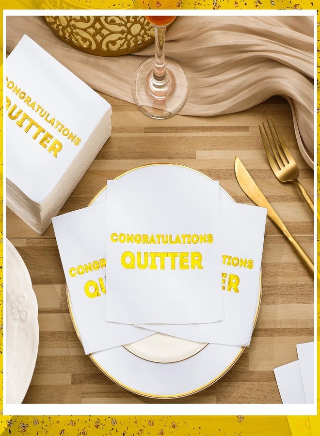 Watersay 100 Pack Congratulations Quitter Cocktail Napkins Farewell Going Away Retirement Party Decorations Supplies Coworkers Leaving Goodbye Military Army Good Luck Moving Celebration - Image 2