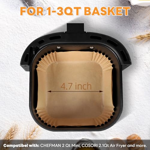 AODPWEN Small Air Fryer Liners Disposable 2 Qt for COSORI 21 Qt Air Fryer Parchment Paper Baking Sheet Mini Air Fryer Liners - Image 3