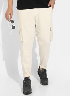Instafab Plus Instafab Plus Men's Pale Yellow Cargo Trousers  - Image 1