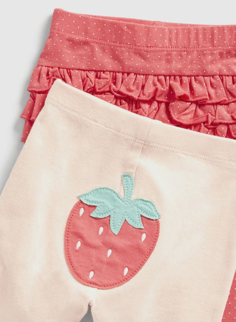 mothercare Strawberry Frill Leggings - 2 Pack - Image 3