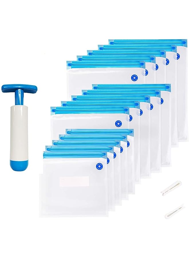 Raxoom Sous Vide Bags 15 Pcs Reusable Vacuum Sealer Bags Zip Lock Bag For Food Storage And Cooking Bpa Free With Pump And 2 Sealing Clips - Image 1