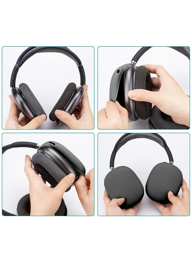 Peachjoy غطاء سيليكون لسماعات AirPods Max، غطاء وسادة أذن مضاد للخدش لسماعات AirPods Max، واقي جلد سيليكون ناعم لApple AirPods Max (أزرق داكن) - Image 2