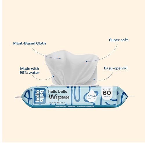 Hello Bello Extra Gentle Unscented Baby Wipes, Plant Based, Made with 99% Water and Aloe for Babies and Kids, 1080 Count - Image 2