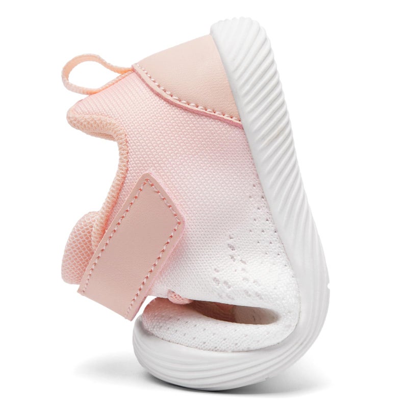 MORENDL Toddler Sneakers Baby Boys & Girls Barefoot Shoes Lightweight Breathable Walking Running Tennis Athletic Sport Shoes White Pink Size 7 - Image 5