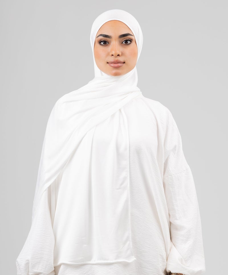 طرحة كويتية أنيقة من ليقرا — لون أبيض لؤلؤي