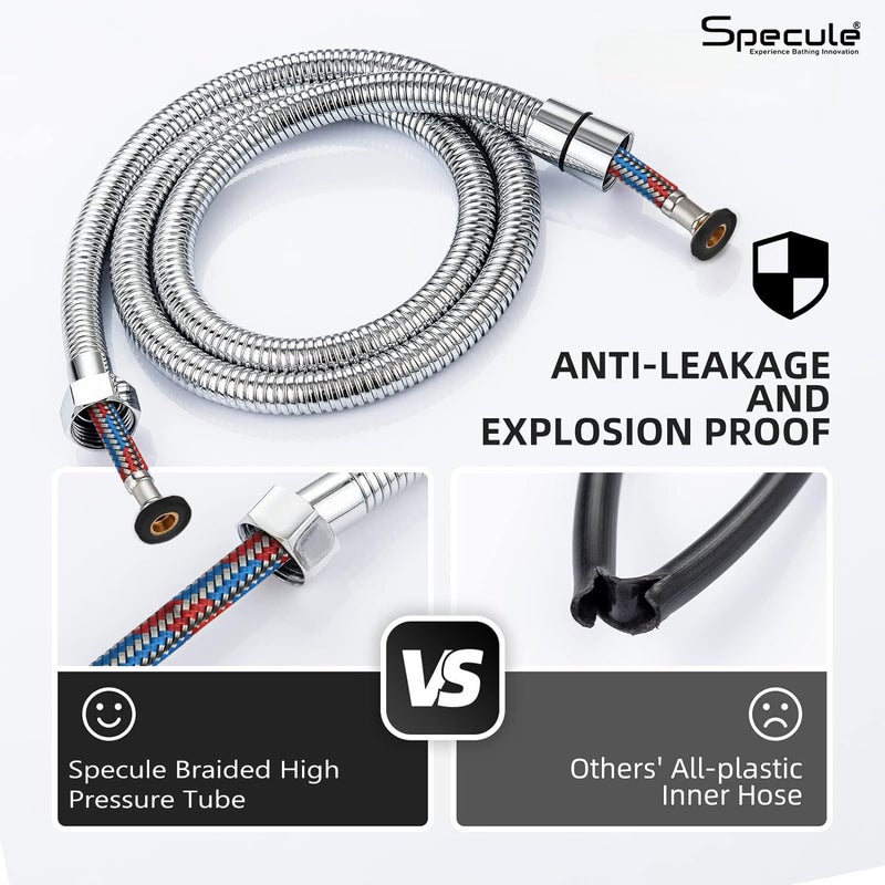 Specule PL-01 1 Meter SS-304 Grade High-Pressure Shower Hose Pipe | Flexible Jet Spray Tube for Health Faucet & Hand Shower | Rust-Resistant Chrome Finish | Leak-Proof & Durable Design - Image 2