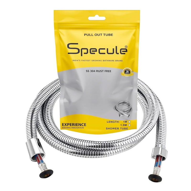 Specule PL-01 1 Meter SS-304 Grade High-Pressure Shower Hose Pipe | Flexible Jet Spray Tube for Health Faucet & Hand Shower | Rust-Resistant Chrome Finish | Leak-Proof & Durable Design - Image 1