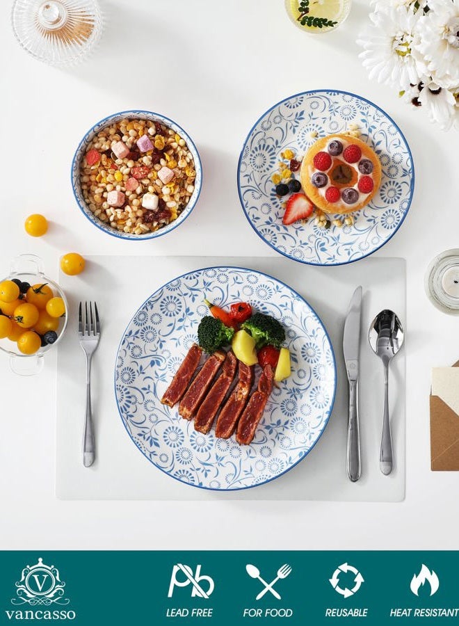 vancasso Selene Dinner Set for 4, 12 Pieces Porcelain Colorful Plates and Bowls Set Kitchen Dinnerware Sets Crockery Set, Mircowave and Dishwasher Safe Dishes Set - Image 3