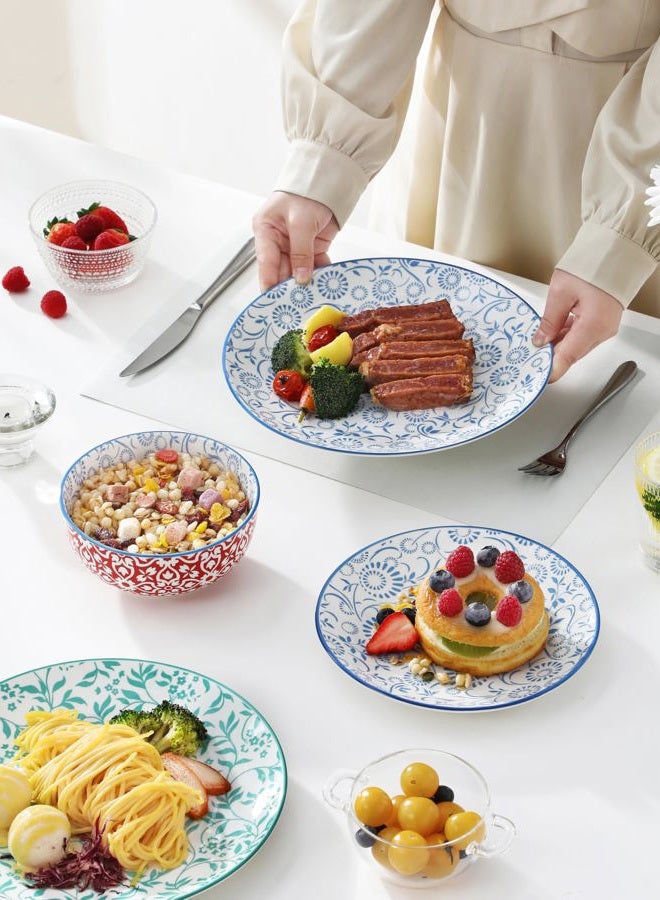 vancasso Selene Dinner Set for 4, 12 Pieces Porcelain Colorful Plates and Bowls Set Kitchen Dinnerware Sets Crockery Set, Mircowave and Dishwasher Safe Dishes Set - Image 5