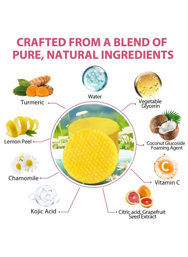 Turmeric Kojic Acid Cleansing Pads Turmeric Cleansing Pads For Dark Spots Compressed Facial Sponges For Cleansing And Exfoliating Turmeric Face Pads 80 Pieces Yellow