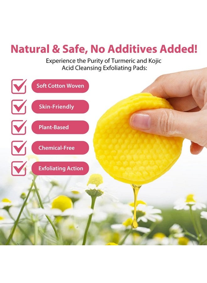 Turmeric Kojic Acid Cleansing Pads Turmeric Cleansing Pads For Dark Spots Compressed Facial Sponges For Cleansing And Exfoliating Turmeric Face Pads 80 Pieces Yellow