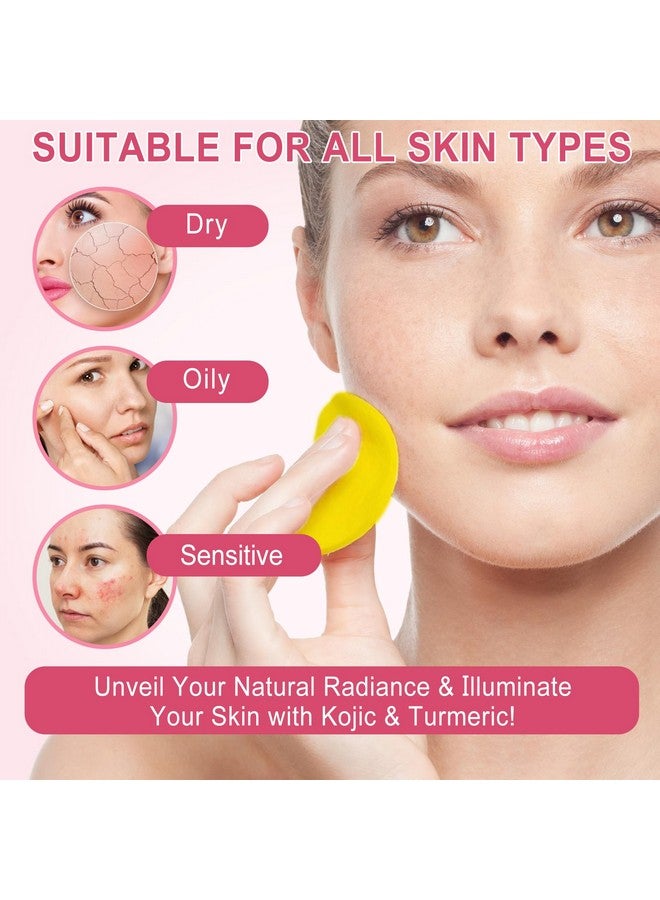 Turmeric Kojic Acid Cleansing Pads Turmeric Cleansing Pads For Dark Spots Compressed Facial Sponges For Cleansing And Exfoliating Turmeric Face Pads 80 Pieces Yellow