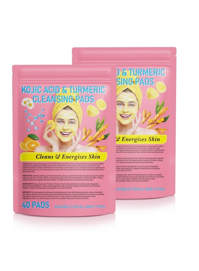 Turmeric Kojic Acid Cleansing Pads Turmeric Cleansing Pads For Dark Spots Compressed Facial Sponges For Cleansing And Exfoliating Turmeric Face Pads 80 Pieces Yellow