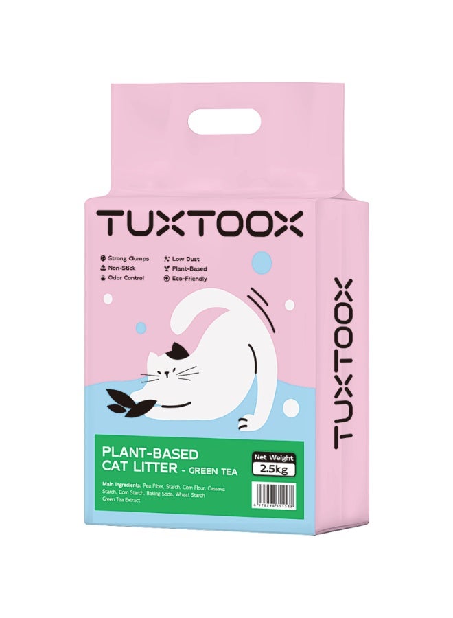Plant-Based Cat Litter - 2.5kg Eco-Friendly Tofu Litter, Fast Clumping, Low Dust, Superior Odor Control (Green Tea) - Image 1