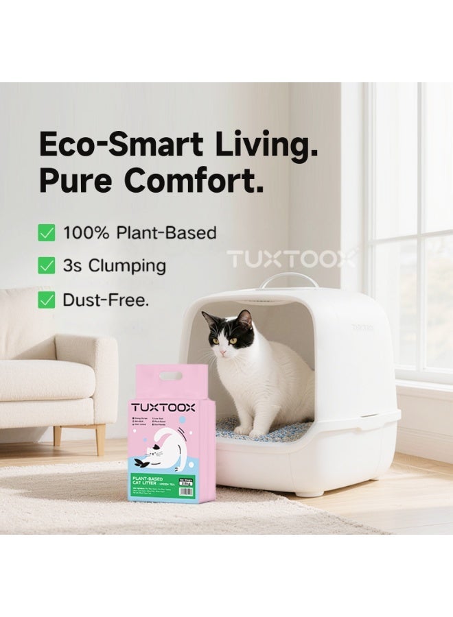 Plant-Based Cat Litter - 2.5kg Eco-Friendly Tofu Litter, Fast Clumping, Low Dust, Superior Odor Control (Green Tea) - Image 4