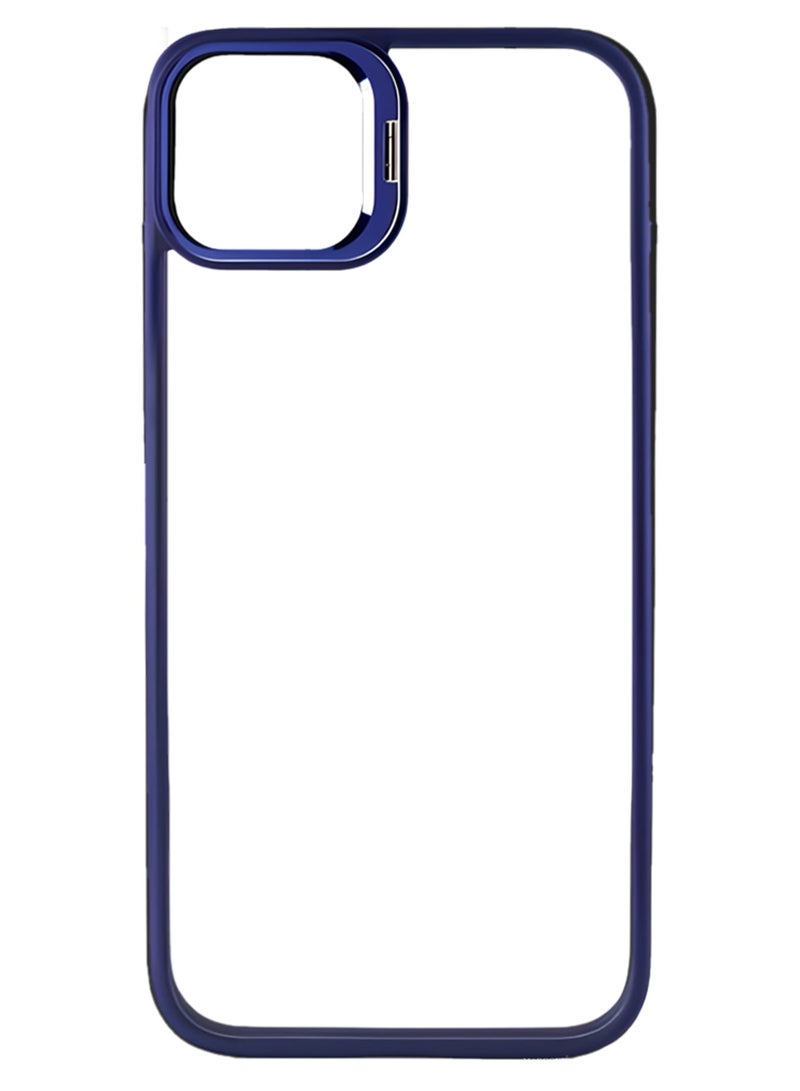 CATANES Transparent Case Cover with Flip Bracket Stand for iPhone 15 Plus – Shockproof Clear Back Cover with Lens Protection - Blue - Image 2