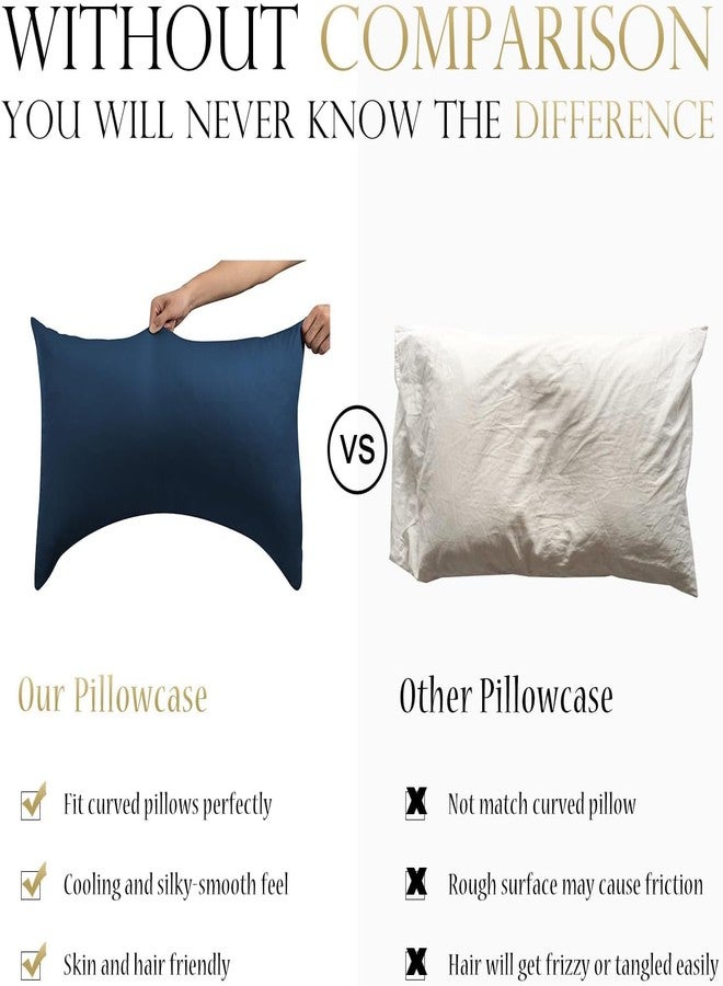 ELIBABA Crescent Curved Side Sleeper Pillow Cases Queen 20 * 30 Inches 1 Piece Navy Blue - Image 2