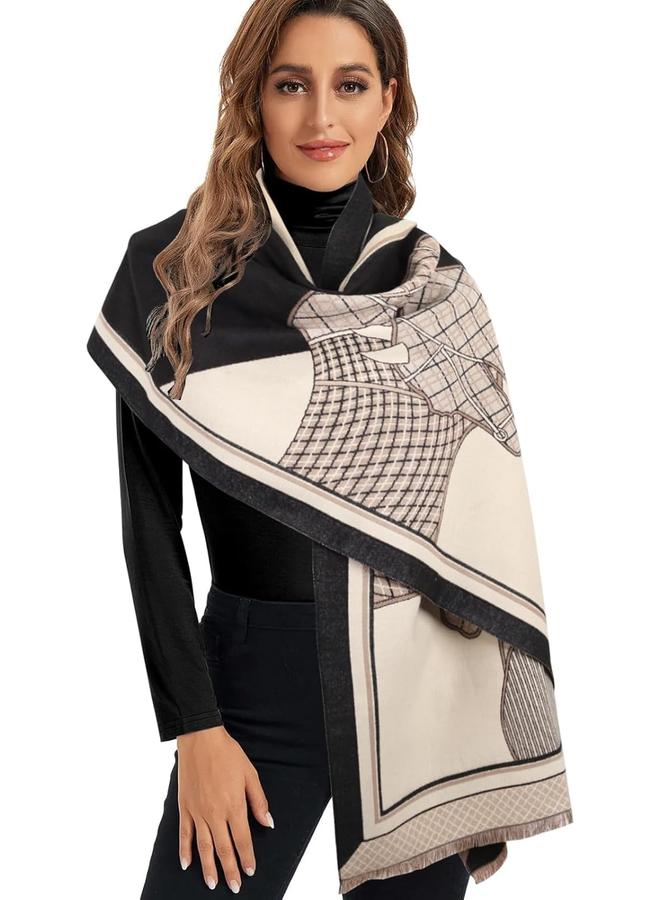 KOWVOWZ Women Pashmina Silky Shawl Wrap Women's Scarf Cashmere Silky Shawl Wrap Open Front Poncho Cape for Evening Dressing Blanket All Occasions, One Size - Image 4