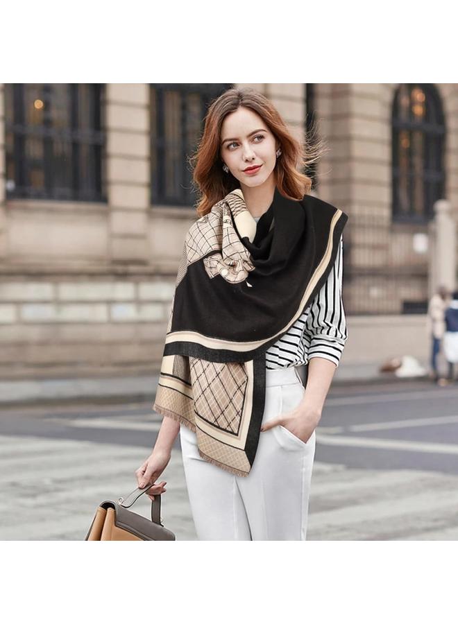 KOWVOWZ Women Pashmina Silky Shawl Wrap Women's Scarf Cashmere Silky Shawl Wrap Open Front Poncho Cape for Evening Dressing Blanket All Occasions, One Size - Image 5