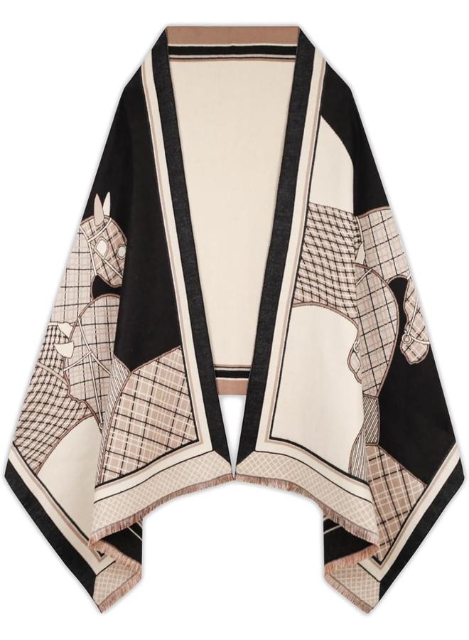 KOWVOWZ Women Pashmina Silky Shawl Wrap Women's Scarf Cashmere Silky Shawl Wrap Open Front Poncho Cape for Evening Dressing Blanket All Occasions, One Size - Image 1