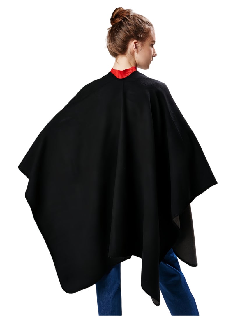 Eilimi Women's solid color shawl wrap plus size cardigan cape can be worn front and back - Image 2