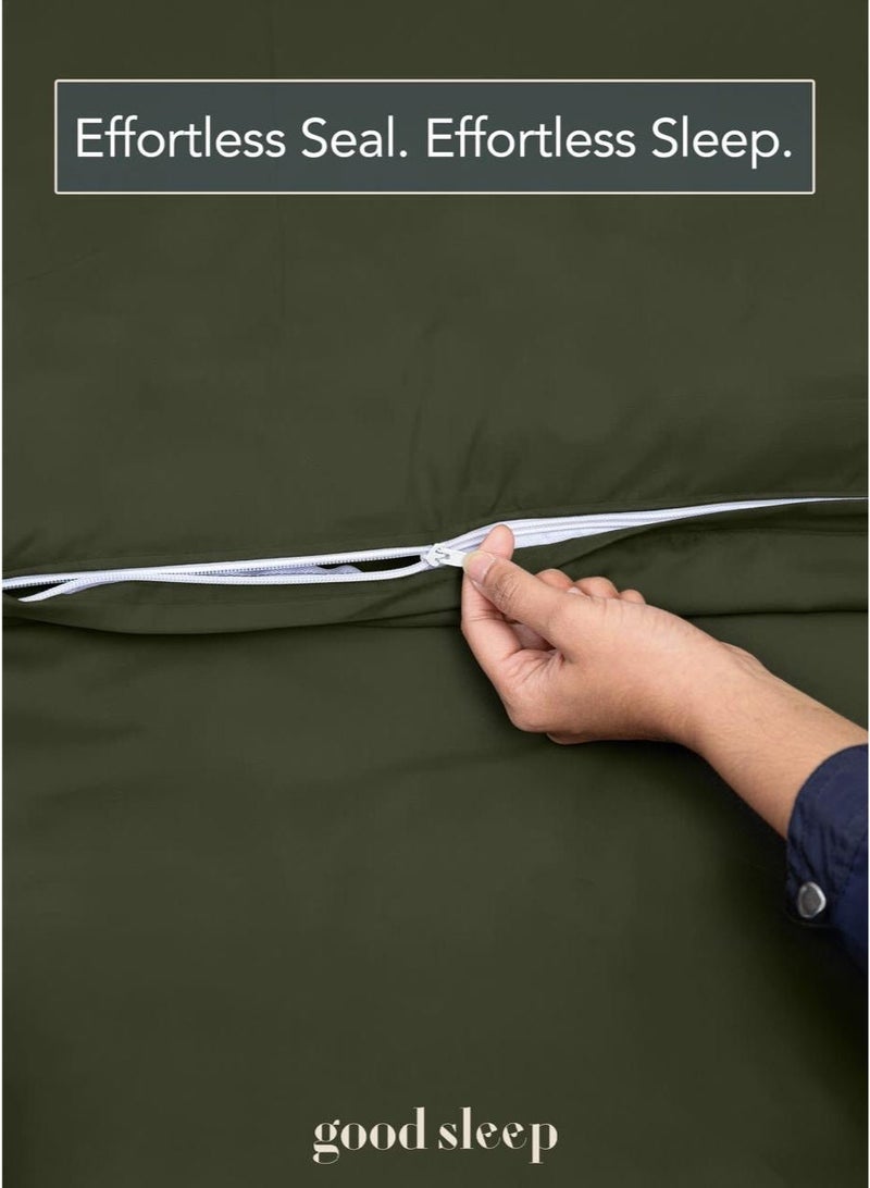 Good Sleep King Size Duvet Cover Set | 6 Piece Reversible | 220x240 cm | Green Dual-Tone | Duvet Cover with Deep-Pocket Fitted Sheet & 4 Pillowcases | Ultra-Soft, Wrinkle-Free | Made in Dubai - Image 5