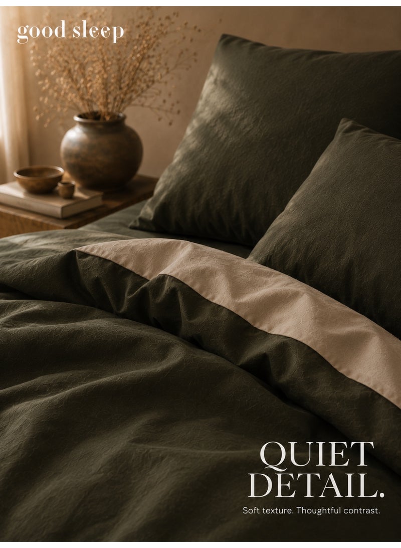 Good Sleep King Size Duvet Cover Set | 6 Piece Reversible | 220x240 cm | Green Dual-Tone | Duvet Cover with Deep-Pocket Fitted Sheet & 4 Pillowcases | Ultra-Soft, Wrinkle-Free | Made in Dubai - Image 4