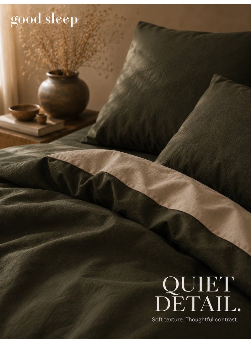 Good Sleep King Size Duvet Cover Set | 6 Piece Reversible | 220x240 cm | Green Dual-Tone | Duvet Cover with Deep-Pocket Fitted Sheet & 4 Pillowcases | Ultra-Soft, Wrinkle-Free | Made in Dubai - Image 5