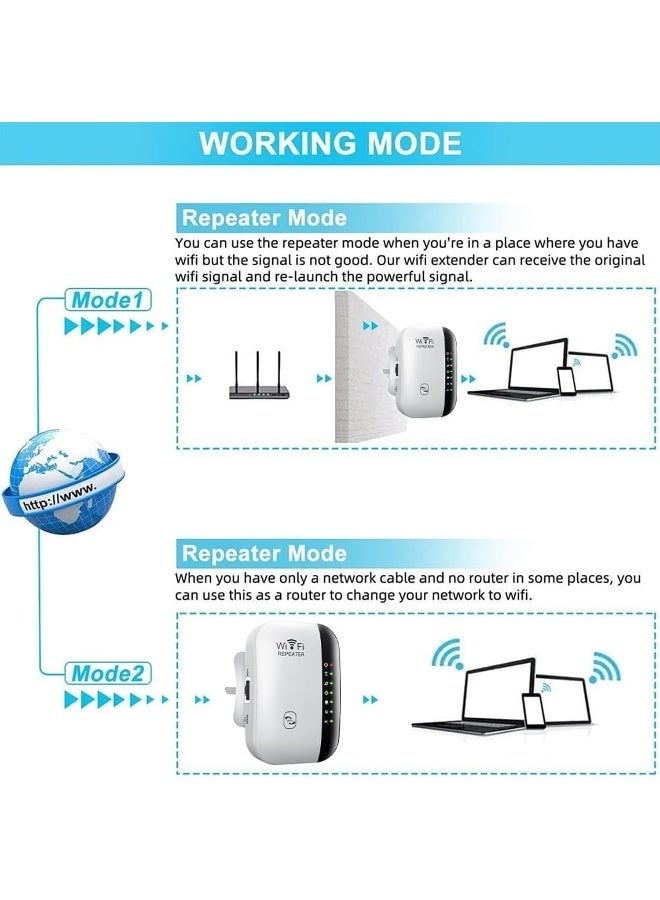 Beauenty 300Mbps WiFi Extender, 2.4Ghz Single Band, Internet Booster, Wireless Internet Repeater - White - Image 4