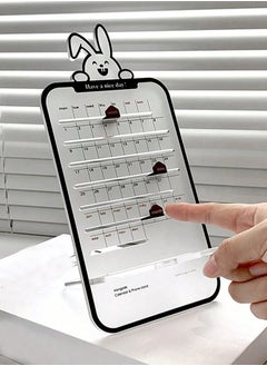 Generic Acrylic Desk Calendar with Bunny Pattern, Phone Holder Design with Charging Hole, Lovely Desktop Decorations for Office, Home (Clear)  - Image 1