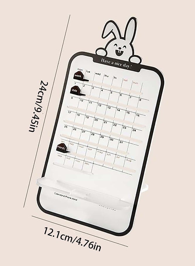 Generic Acrylic Desk Calendar with Bunny Pattern, Phone Holder Design with Charging Hole, Lovely Desktop Decorations for Office, Home (Clear)  - Image 5