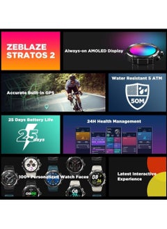 زيبليز ساعة Zeblaze Stratos 2 الرياضية الذكية 1.3 شاشة تعمل باللمس الكامل 360 * 360 دقة عالية 4 أقمار صناعية / 3 أوضاع GPS 24H مراقبة الصحة 25 يومًا التحمل 5ATM  - Image 2