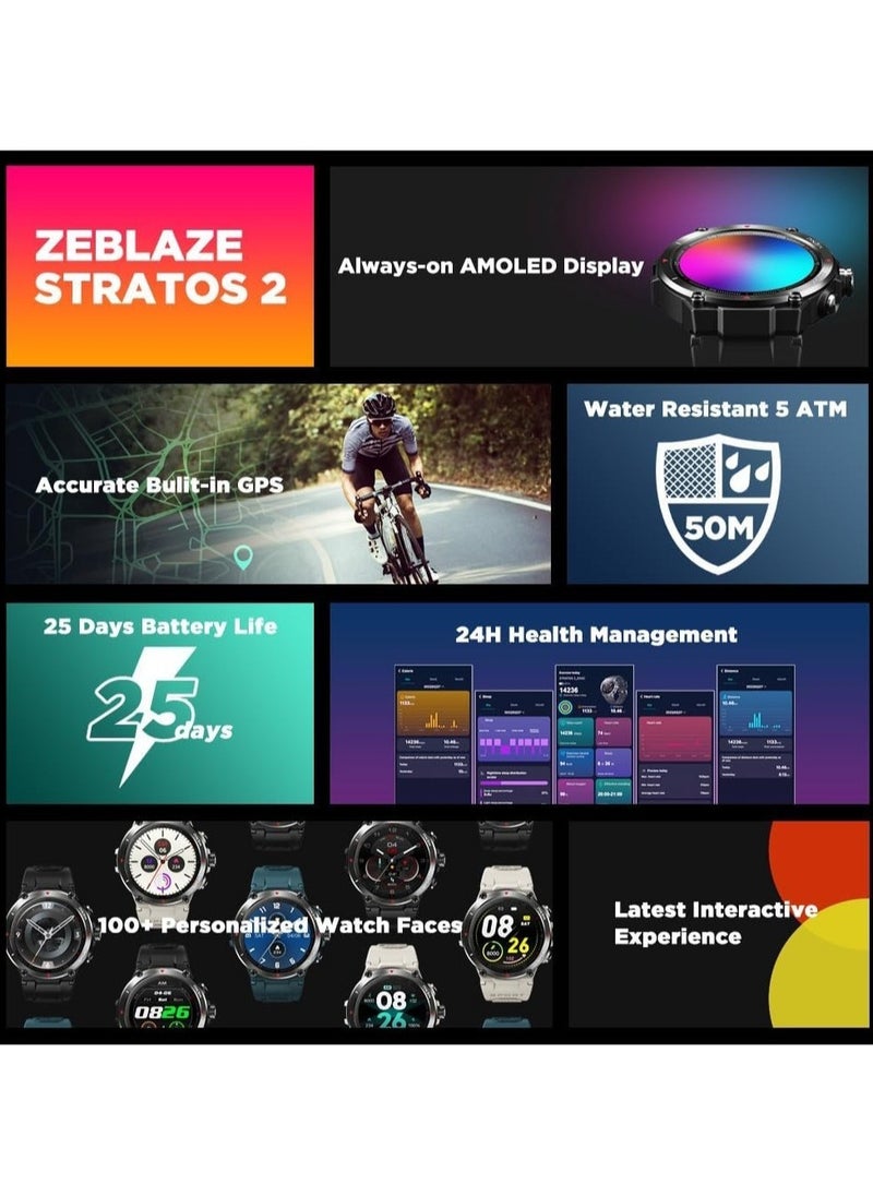 Zeblaze Zeblaze Stratos 2 Smart Sports Watch 1.3 Full-touch Screen 360 * 360 High Resolution 4-Satellite/3-Mode GPS 24H Health Monitor 25-day Endurance 5ATM  - Image 2