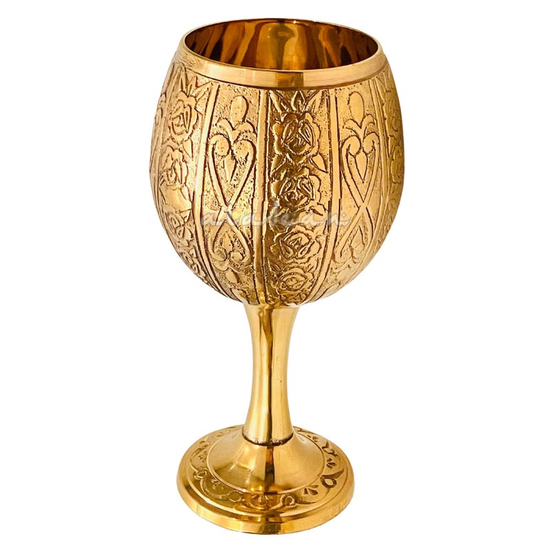 ALADEAN Vintage Chalice Medieval Goblet 1x Solid Brass Red Wine Glass Cups of Royal King Arthur Renaissance Birthday Gifts Christmas Wedding Anniversary Novelty Ceremonial Drinkware Emperors Chalice - Image 2