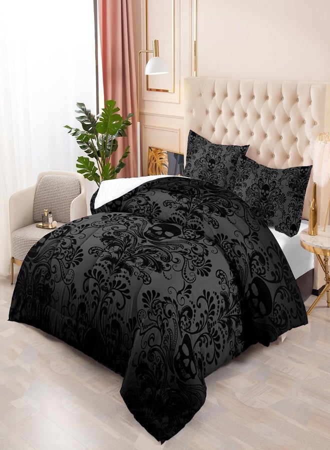 Tuzaovy Skull Bedding Set Queen Size,Goth Bedding Sets Queen with Comforter,Skull Comforter Set,Bohemian Bedding Queen Comforter Set,Gothic Bedding Decor Queen Comforter Set Western Boho Hippie - Image 4
