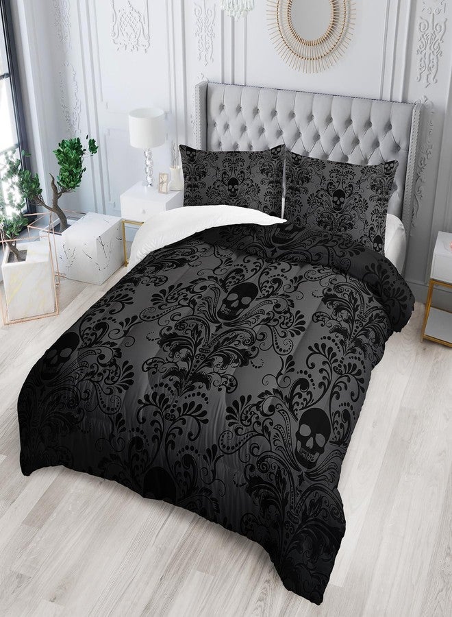Tuzaovy Skull Bedding Set Queen Size,Goth Bedding Sets Queen with Comforter,Skull Comforter Set,Bohemian Bedding Queen Comforter Set,Gothic Bedding Decor Queen Comforter Set Western Boho Hippie - Image 2