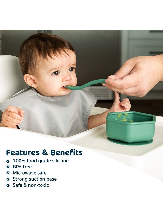 Tiny Twinkle Silicone Suction Bowl with Lid for Baby and Toddler - 100% Silicone - BPA Free - Microwave Safe - Suction Bowls For Baby, Snack Containers For Toddlers (Olive) - Image 3