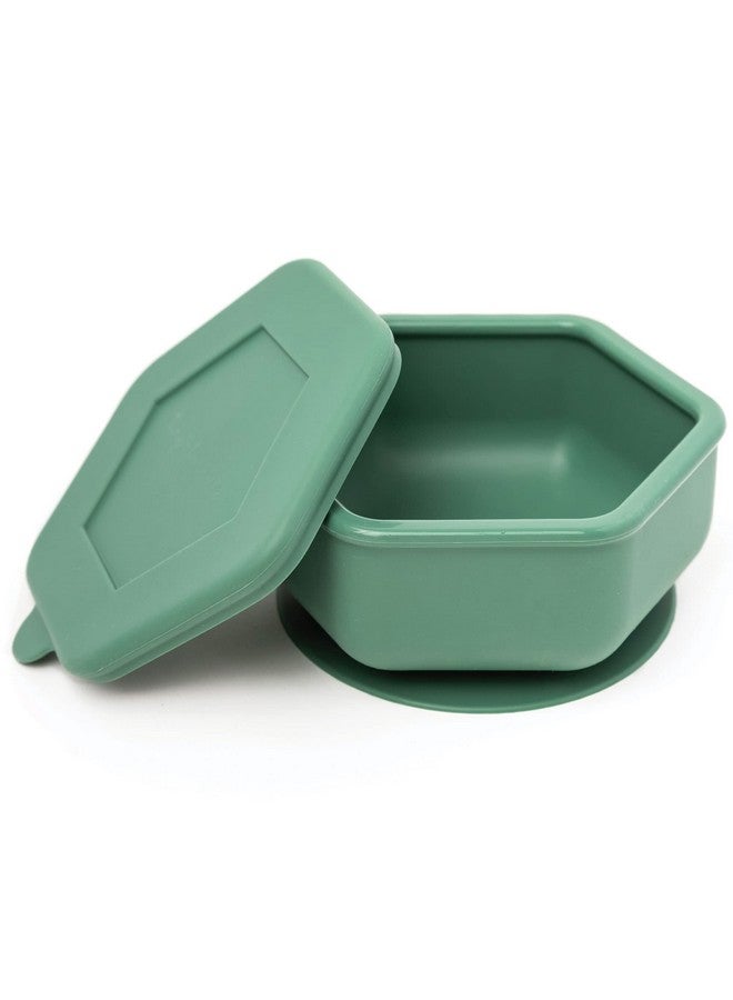 Tiny Twinkle Silicone Suction Bowl with Lid for Baby and Toddler - 100% Silicone - BPA Free - Microwave Safe - Suction Bowls For Baby, Snack Containers For Toddlers (Olive) - Image 1