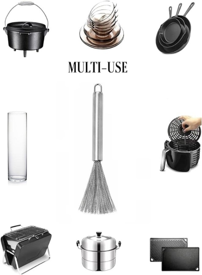 FLORISCA® Multipurpose Kitchen Wire Brush Pan Scrubber Stainless Steel Pots Pans Cleaning Brush Non Slip Long Handle Dishwashing Cleaning Brush 1 Pcs - Image 4