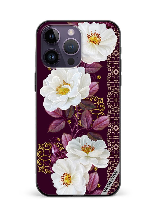 VR CREATIVE Protective Case Cover For Apple iPhone 15 Pro Vertical Floral Border Pattern Design Multicolour - Image 1