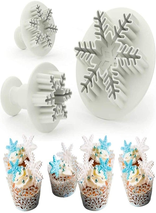 Baking Set Snowflake Cookie Cutter Set - Cake Decorating Mold Fondant Plunger Tool, Christmas Cutters Stamp Shaped as Snowflakes, Holiday Cookie Molds Stamps, Frozen Cake Candy & Cupcake Decorations - Image 1