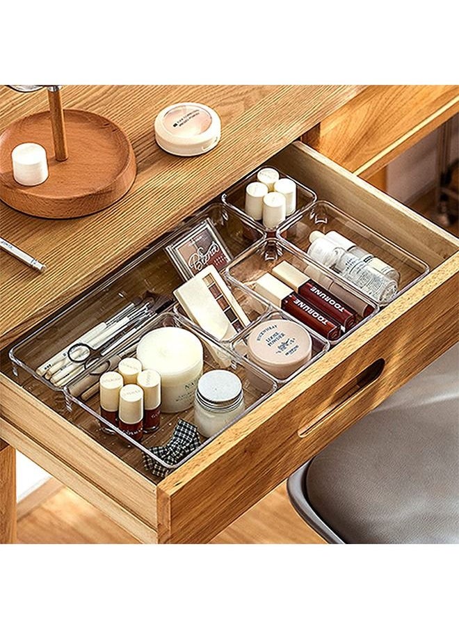 Arabest 25 PCS Clear Plastic Drawer Organizers Set, 4-Size Versatile Bathroom and Vanity Drawer Organizer Trays, Storage Bins for Makeup, Jewelries, Kitchen Utensils and Office  - Image 4
