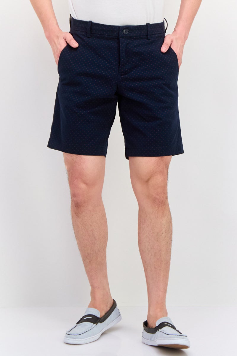 PERRY ELLIS Men Allover Print Chino Shorts, Navy - Image 1